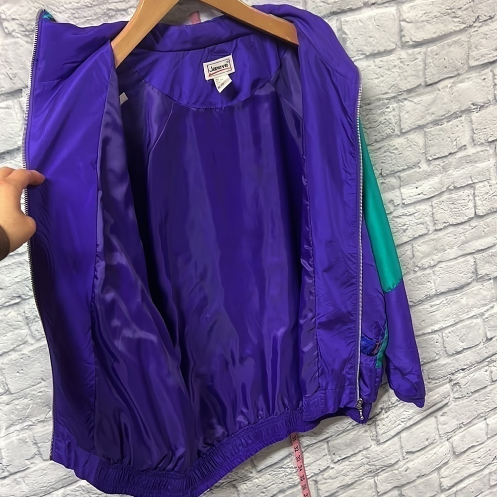 vintage Janeve windbreaker zip up size large purple\green color - Picture 8 of 8